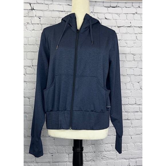 Women's Puma Blue Cloudspun Drawstring Cropped Full Zip Hoodie Size Medium - Picture 1 of 5